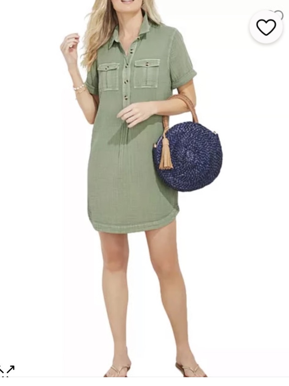Vineyard Vines Green Short Sleeve Gauze Shirt Dress